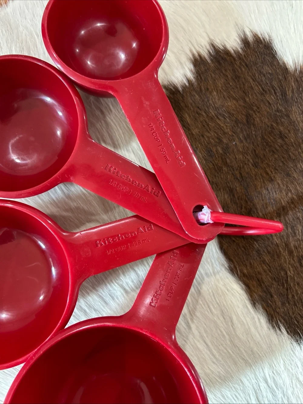 KitchenAid Measuring Cup Set 4 Piece Red Plastic Nested Baking Tools